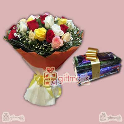 Send your loved ones  Beautiful Mix Roses Bunch of 25 Mix Roses