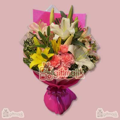 Buy Beautifully Arranged Bunch of lily and Carnation