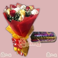 Send 12 Mix Roses bunch With Chocolates