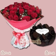 Send Red Roses bunch with Oreo Chocolate Truffle Cake