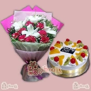 online cake delivery, online flowers delivery, birthday cakes, online home delivery of cakes, send cakes to India,  flower arrangements online delivery, Send flowers to India, Order fresh flowers combo bunch of carnation and lily with half kg delicious fr