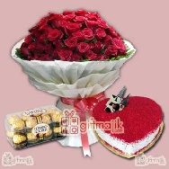 Send beautiful luxury Flower bunch of 150 Red Roses with 1.5 kg cake